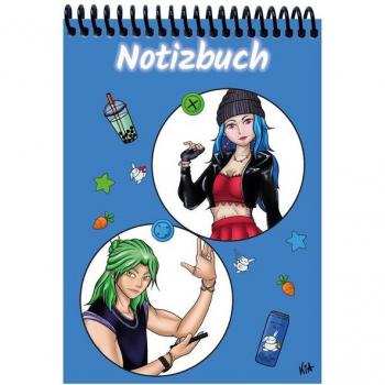 A4 Notizblock Manga Quinn & Enora – Blau, blank