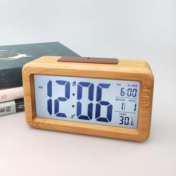 Digital Wooden Alarm Clock with 12/24 Hour Format