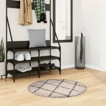 Tapis de salon shaggy vieXL, couleur beige & anthracite, taille Ø 80 cm
