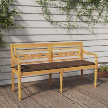 150 cm Batavia Bench in Solid Teak with Taupe Cushion