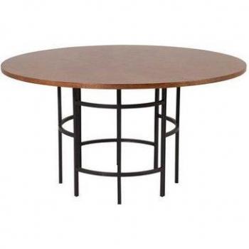Ventures Design: 140 cm runda matbord i brun MDF med svart metallram