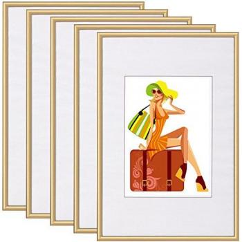 Cadres maison WOLTU – Lot 5 cadres photo 28x35 cm, style luxe en or