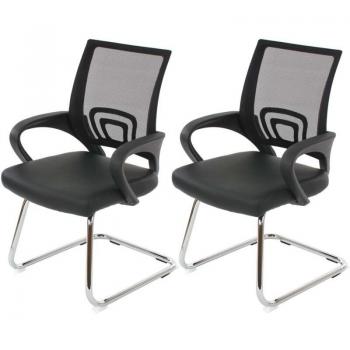Sedie Conferenza Décoshop 26 – 2x Modello Nero Sintetico e Rete