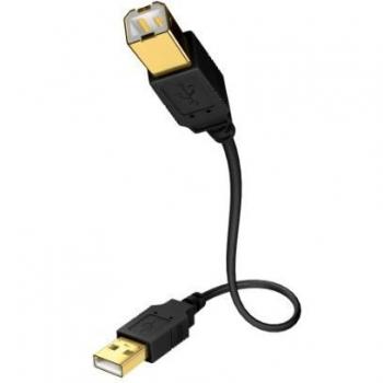 USB‑kabel 2.0, 1 m, Inakustik, vergulde type‑A en type‑B connectors