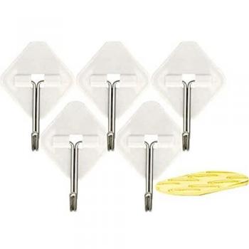White 5 Pack Removable Metal Hooks by Rolson