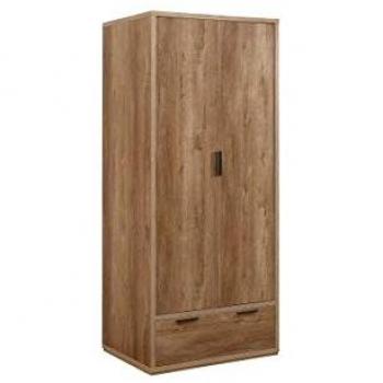 Birlea Stockwell 2 Door 1 Drawer Wardrobe Rustic Oak Effect, Brown