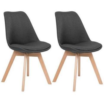 Contemporary Dark Grey Faux Leather Chair Pair