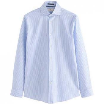 Pima Cotton Signature Slim Fit Shirt Next – Blauer Streifen, Cutaway-Kragen, Einzelhalsausschnitt