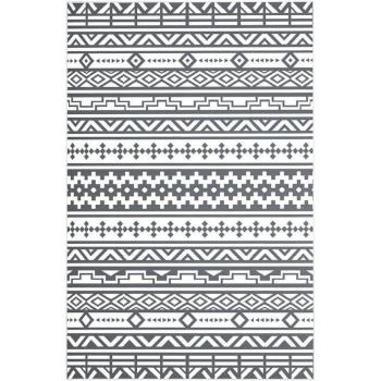 Tappeto Reversibile per Esterni OutSunny 182x274 cm, Design a Linee, Con Borsa – Grigio/Bianco