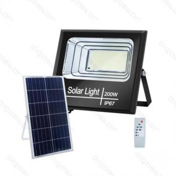 Faro LED solare 200W grigio dimmerabile con telecomando e sensore crepuscolare