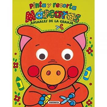 Animales de la granja pinta y recorta máscaras