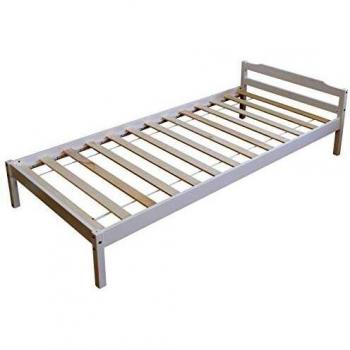 Lit 90x200 en Bois Blanc pour Chambre d'Enfant avec Sommier