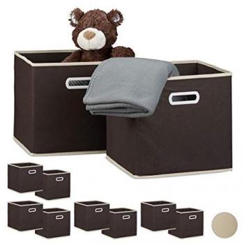 Set di scatole quadrate 10 unità, 30x30 cm, marrone, con manico e senza coperchio