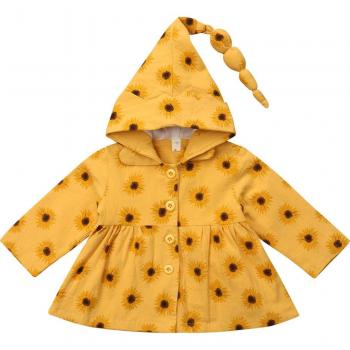 Chaqueta de manga larga con capucha para niñas y bebés, estampado de girasoles, talla 6 a 24 meses, rosa y amarillo