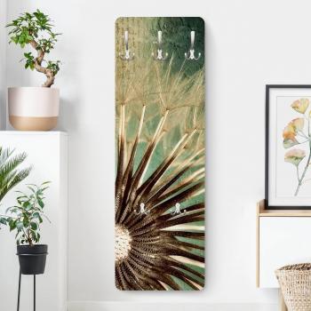 Retro-Flurwand mit Garderobenhaken – Beige Blumendesign