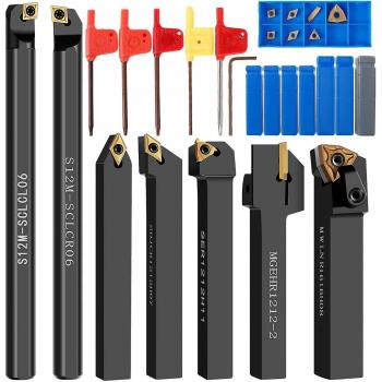 Pack outil de tournage professionnel carbure – 20 pièces, métal robuste