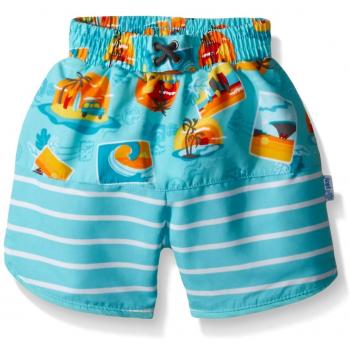 I play. Swim Diaper Board Shorts (2-3 Years, Aqua Surf Sunset)