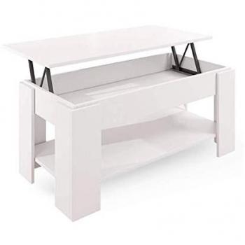 Mesa de Centro Elevable Premier 3 con revistero 100x45x50 cm color blanco
