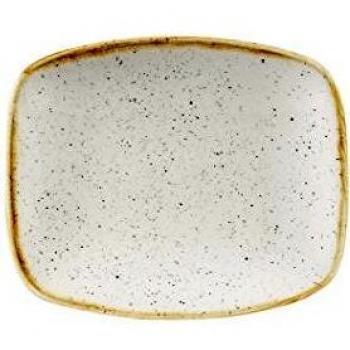 Plat Chefs Oblong Barley Blanc et Marron 15.4x12.6 cm
