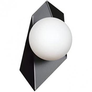 Applique Drifton in Acciaio Nero con Sfera Opalina