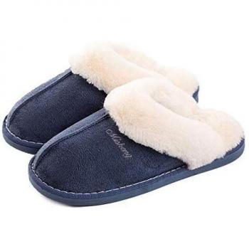 Pantofole Scamosciate da Donna Uomo Blu con Suola Interna 38.5/40