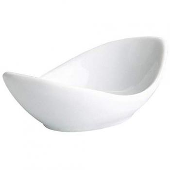 Small Curved Appetizer Dish (Porcelain White, 9 x 5 cm)