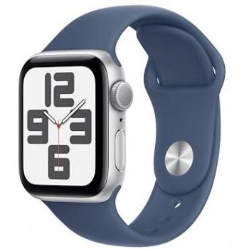 Montre Apple Watch SE 40 mm Boîtier Aluminium Argent avec Bracelet Sport Denim S/M