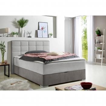 Elegantes Boxspringbett Maintal, hellgrau, mit Bettkasten und Topper