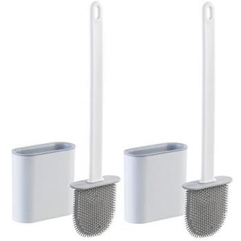 Brosse WC silicone couleur blanc/gris