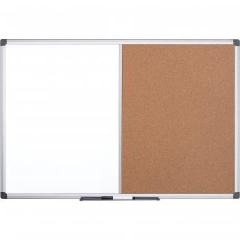 Bi-Office Maya Combination Board Cork & Non-Magnetic Whiteboard with Alumin