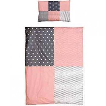 Set completo biancheria da letto Ullenboom rosa e grigio per bambini