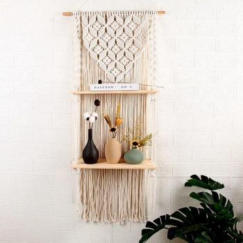 Étagère murale en bois tissé style Boho minimaliste