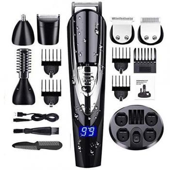 Monlida Tondeuse à Cheveux et Poils du Corps Oreilles Nez 10 en 1 Sans Fil Rechargeable Étanche