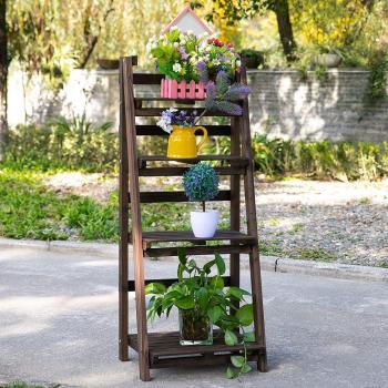 Wooden Plant Shelf 4 Tier
