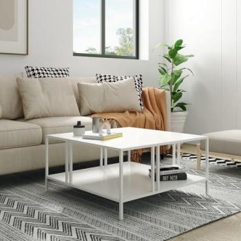 Basse Design Kumlinge – Table Métallique 40 × 80 × 80 cm, Couleur Blanc