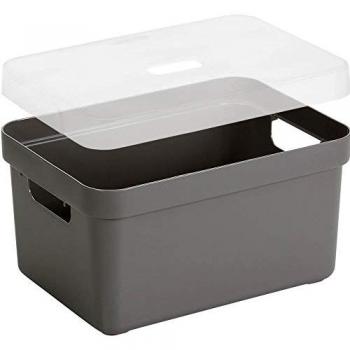 Sunware 13 L Boîte de Rangement, Couverture Transparente – Sigma Home Taupe