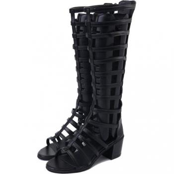 Square Toe Low Heel Mesh Boots