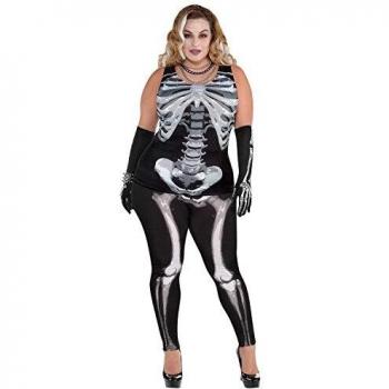 T-Shirt Scheletro Nera Donna Taglia Forte AMSCAN 848825-55