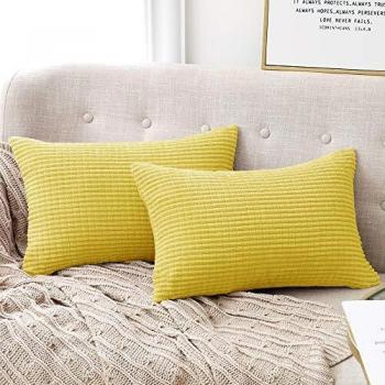 Deconovo Lemon Yellow Rectangle Pillowcases 30cm x 50cm