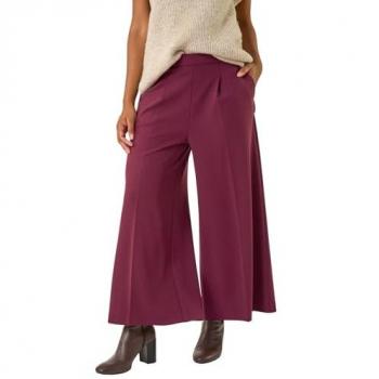 Roman Women's Aubergine Wide Leg Comfort Trousers