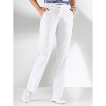 Pantalon Blanc Helline avec Ceinture Élastique