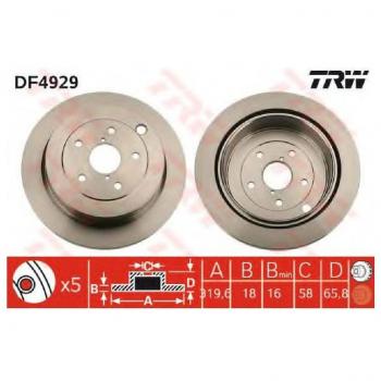 TRW AUTOMOTIVE AFTERMARKET DF4929 Scheibenbremse