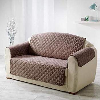 Protège canapé matelassé 223 x 179 cm microfibre club noisette