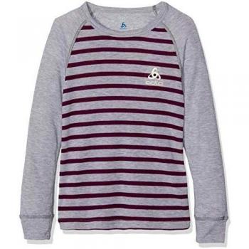 Odlo Maglia Warm Kids Grigio Melange con Pattern Strisce Pickled