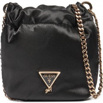 Bolso de mano brillante 16x10x16cm con asa dorada, GUESS, negro juvenil
