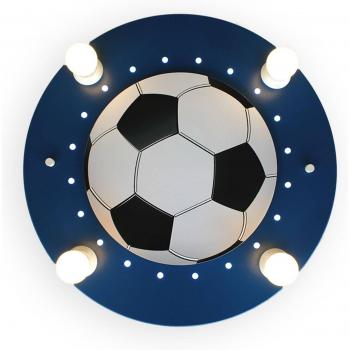 Deckenlampe Fußball, vierflammig in Blau und Weiß