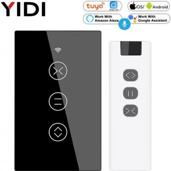Interruptor de Cortina Inteligente Wifi RF433 con Control por Voz Tuya y Alexa, Motor Enrollable