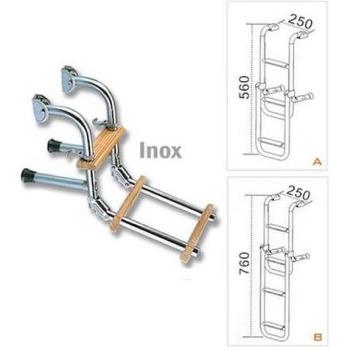 Silver Stainless-Steel/Wood Boat Step Ladder – Trem 56×21 cm (Unisex)