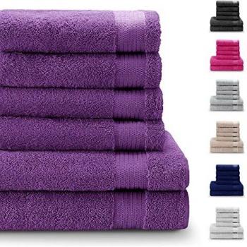 Set di 4 Asciugamani e Telo per Doccia in Cotone Morbido Alto 100%, Con Certificazione Oeko Tex Std 100