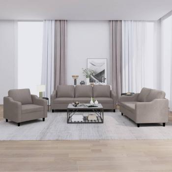 Conjunto de sofás de 3 piezas con cojines gris topo
